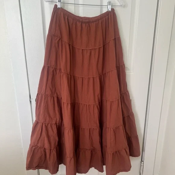 Bohme A-Line Tiered Skirt in Terracotta Size L - Picture 4 of 5